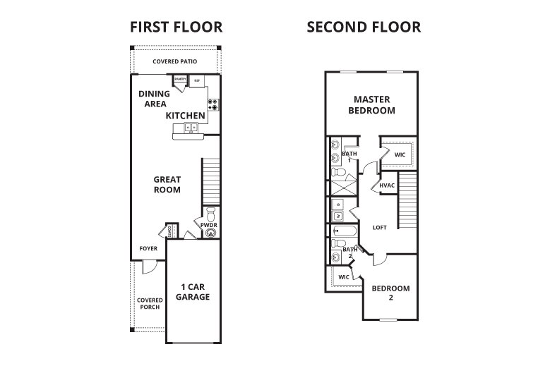 Floorplan: Name: B1-Windsor, Beds: 2, Baths: 2.5, Sqft: 1513