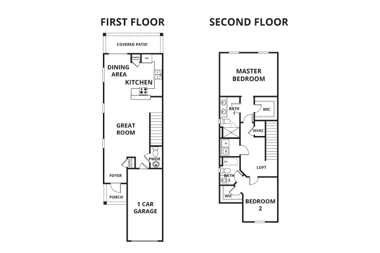 Floorplan: Name: B2-Glenmoor, Beds: 2, Baths: 2.5, Sqft: 1541