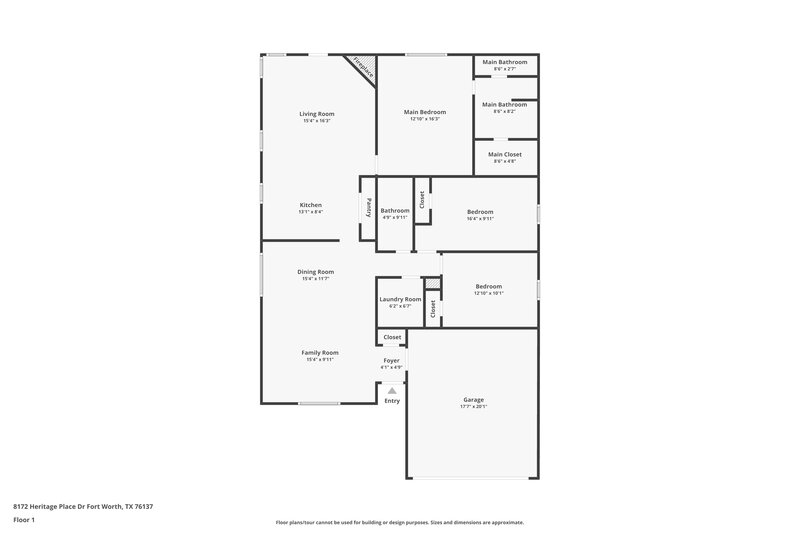 1,955/Mo, 8172 Heritage Place Dr Fort Worth, TX 76137 Floorplan View