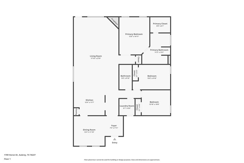 1,840/Mo, 1709 Heron Dr Aubrey, TX 76227 Floor Plan View