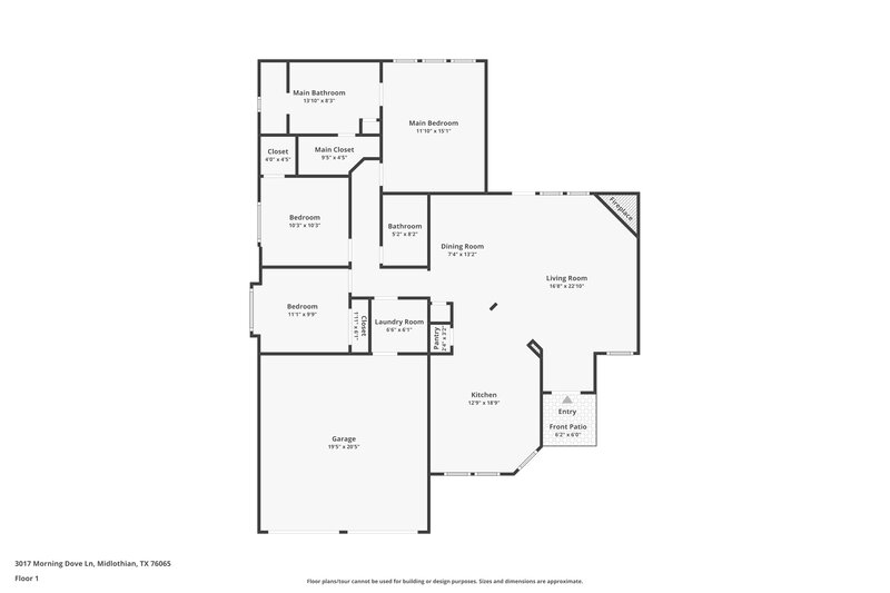 2,100/Mo, 3017 Morning Dove Ln Midlothian, TX 76065 Floor Plan View