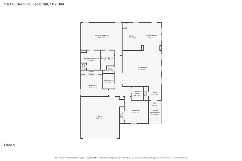 2,040/Mo, 1324 Burleson St Cedar Hill, TX 75104 Floor Plan View