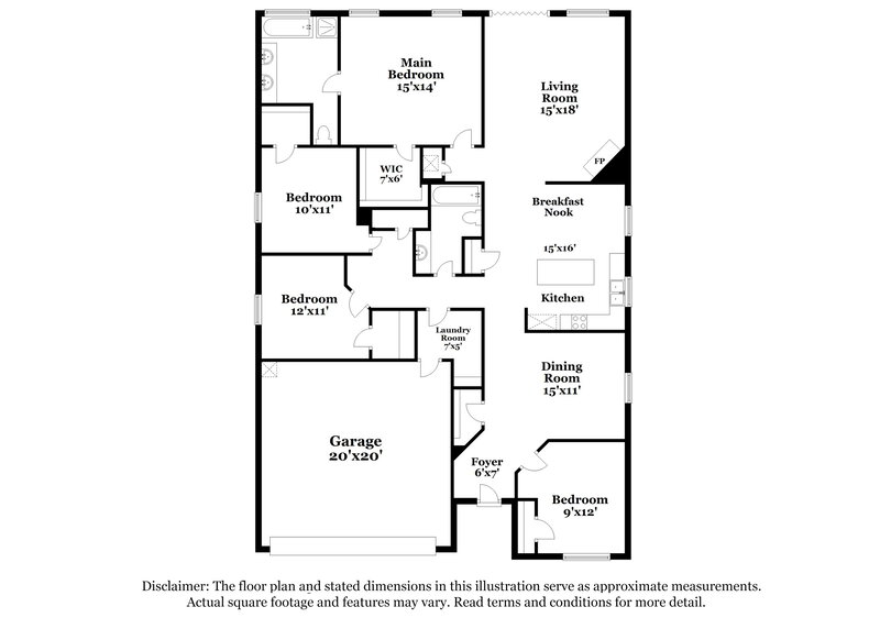 1,995/Mo, 1101 Wintercreek Dr Denton, TX 76210 Floor Plan View