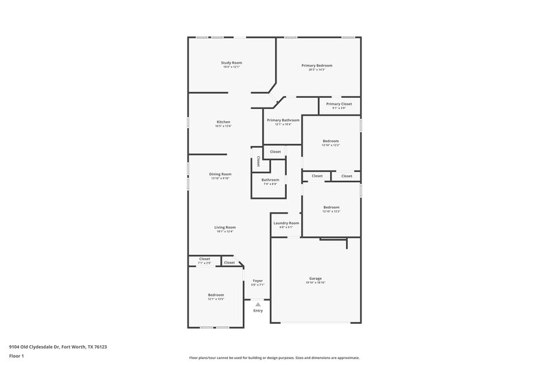 2,045/Mo, 9104 Old Clydesdale Dr Fort Worth, TX 76123 Floorplan View