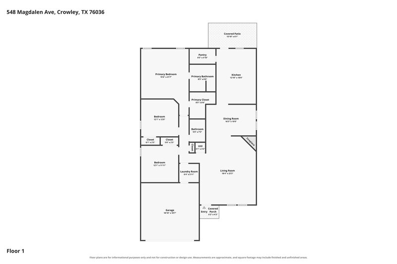 2,005/Mo, 548 Magdalen Ave Crowley, TX 76036 Floor Plan View