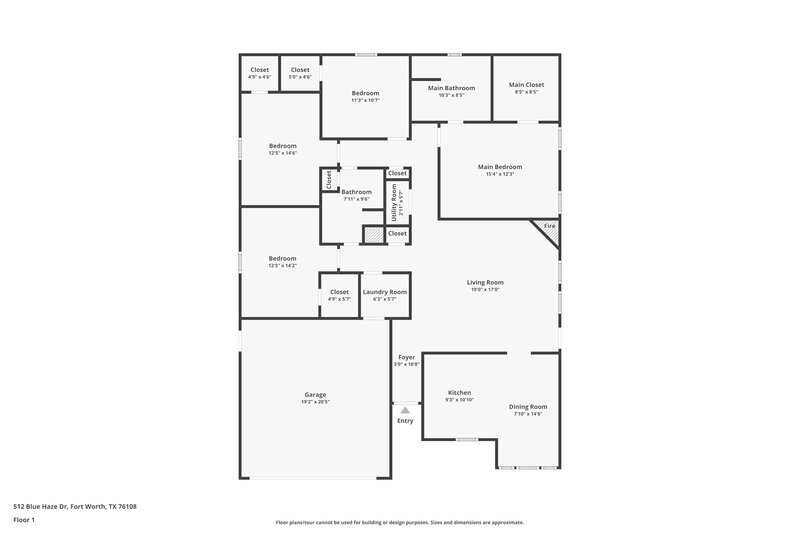 1,925/Mo, 512 Blue Haze Dr Fort Worth, TX 76108 Floor Plan View
