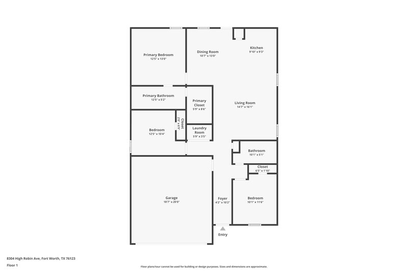 2,045/Mo, 8304 High Robin Ave Fort Worth, TX 76123 Floor Plan View