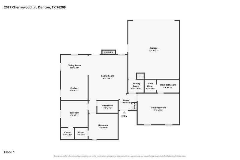 2,060/Mo, 2027 Cherrywood Ln Denton, TX 76209 Floor Plan View