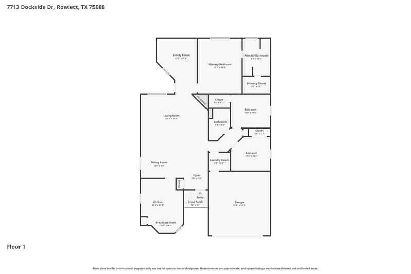 2,160/Mo, 7713 Dockside Dr Rowlett, TX 75088 Floorplan View