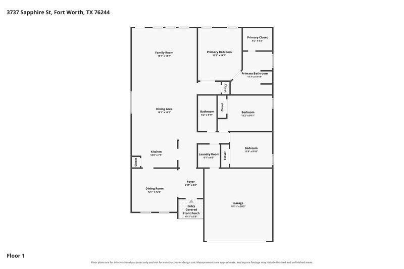 2,175/Mo, 3737 Sapphire St Fort Worth, TX 76244 Floor Plan View