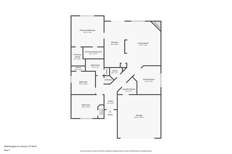 1,950/Mo, 3309 Bentgate Ct Denton, TX 76210 Floor Plan View