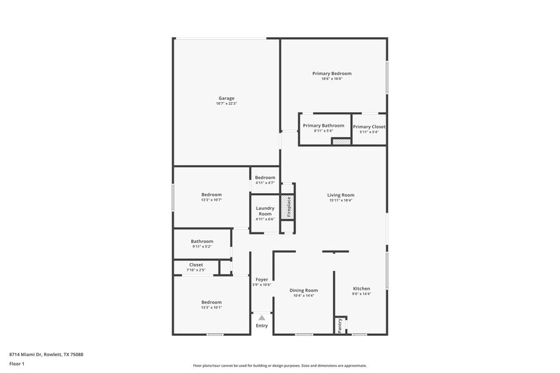 1,770/Mo, 8714 Miami Dr Rowlett, TX 75088 Floor Plan View