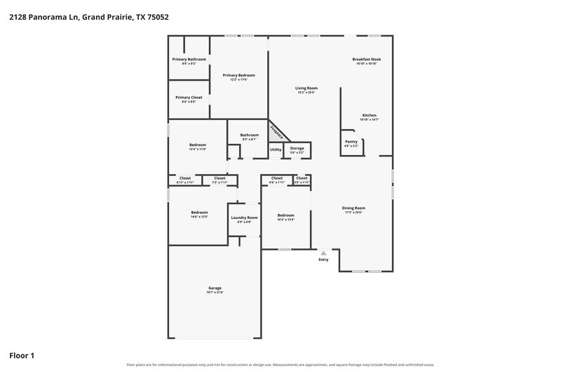 2,325/Mo, 2128 Panorama Ln Grand Prairie, TX 75052 Floor Plan View