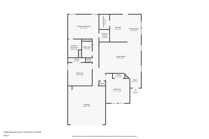 1,900/Mo, 10308 Roosevelt Gap Ct Fort Worth, TX 76140 Floor Plan View