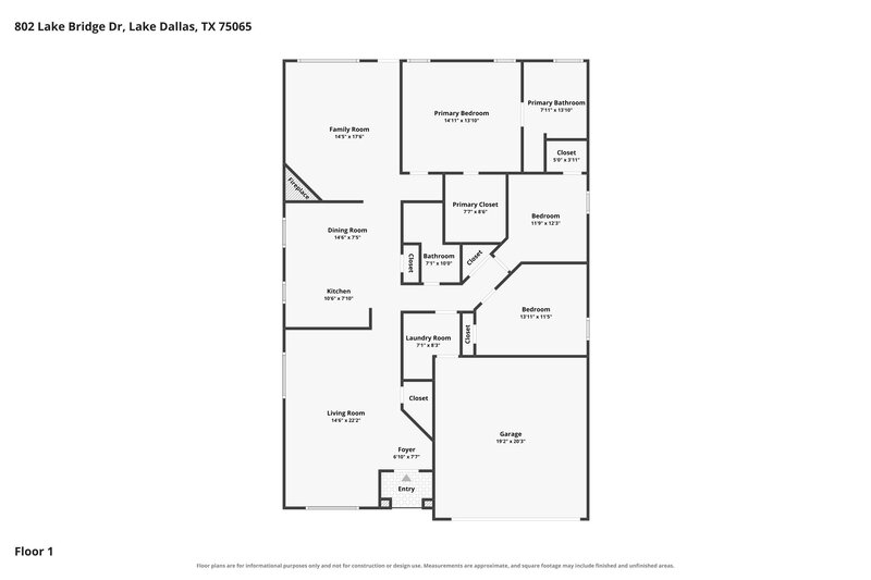 2,245/Mo, 802 Lake Bridge Dr Lake Dallas, TX 75065 Floor Plan View