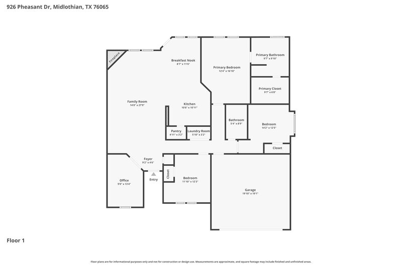 2,635/Mo, 926 Pheasant Dr Midlothian, TX 76065 Floor Plan View