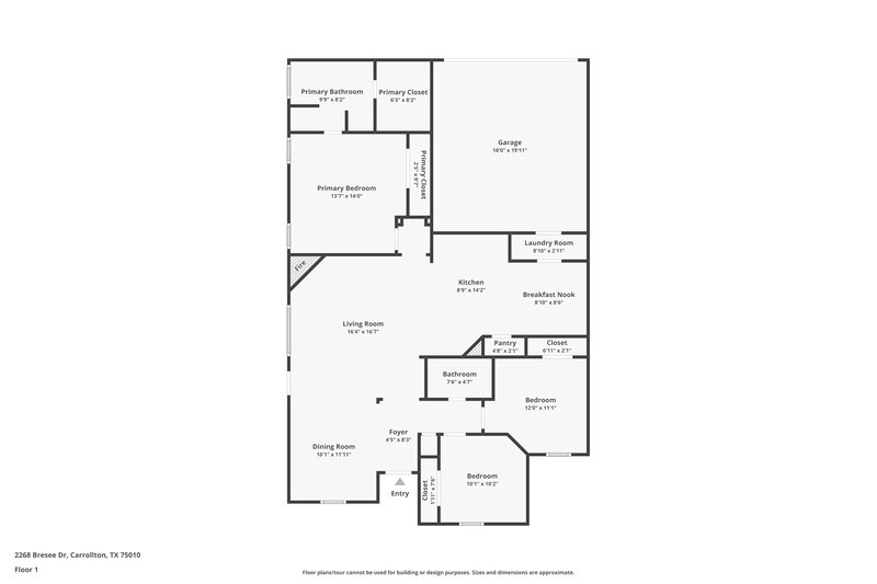 2,235/Mo, 2268 Bresee Dr Carrollton, TX 75010 Floor Plan View