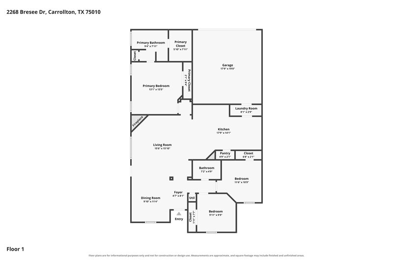 2,380/Mo, 2268 Bresee Dr Carrollton, TX 75010 Floorplan View