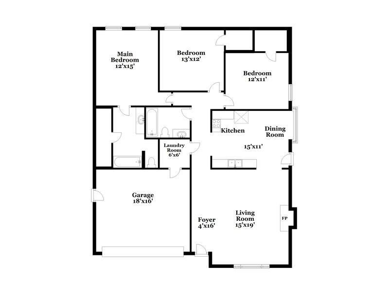 1,990/Mo, 2321 Wildwood Ln Denton, TX 76210 Floor Plan View