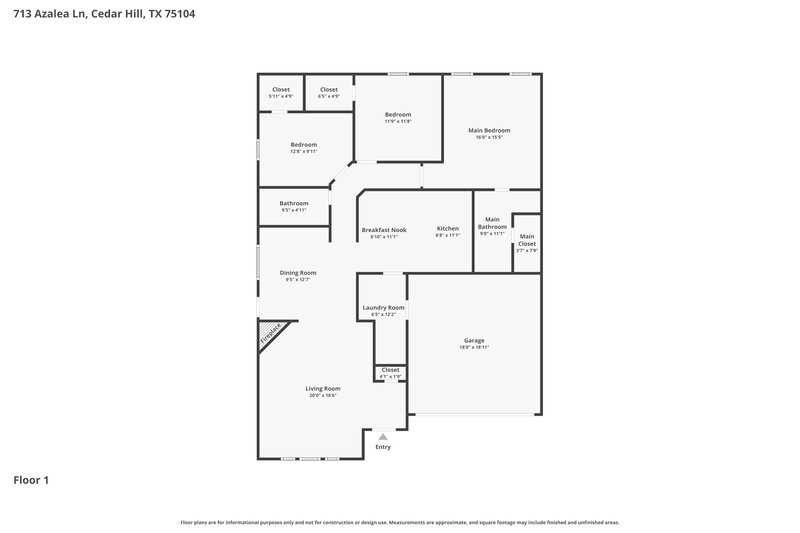 2,255/Mo, 713 Azalea Ln Cedar Hill, TX 75104 Floor Plan View