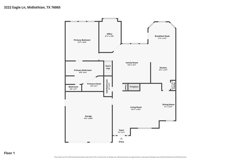 2,695/Mo, 3222 Eagle Ln Midlothian, TX 76065 Floor Plan View