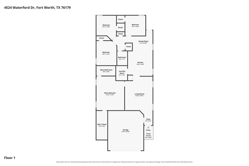 2,065/Mo, 4524 Waterford Dr Fort Worth, TX 76179 Floor Plan View