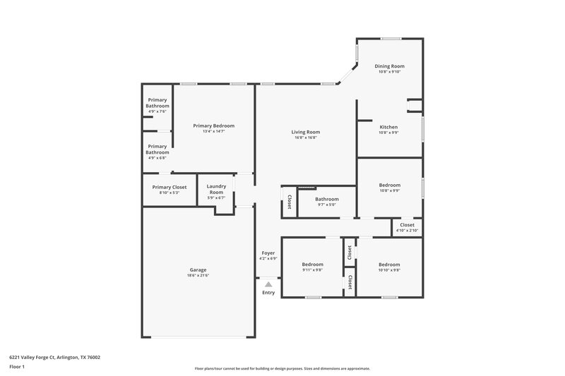 2,315/Mo, 6221 Valley Forge Ct Arlington, TX 76002 Floor Plan View
