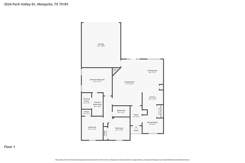 1,995/Mo, 2524 Park Valley Dr Mesquite, TX 75181 Floor Plan View