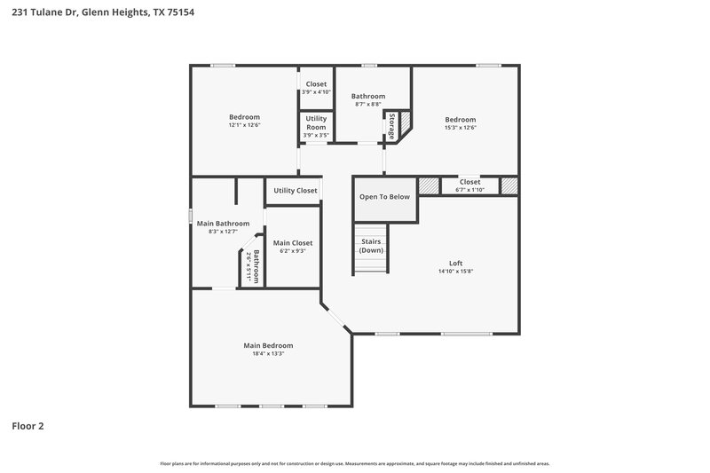 2,260/Mo, 231 Tulane Dr Glenn Heights, TX 75154 Floor Plan View 2
