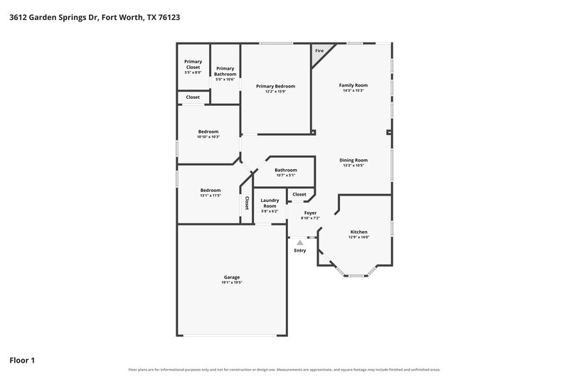 1,795/Mo, 3612 Garden Springs Dr Fort Worth, TX 76123 Floor Plan View