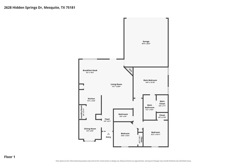1,965/Mo, 2628 Hidden Springs Dr Mesquite, TX 75181 Floor Plan View