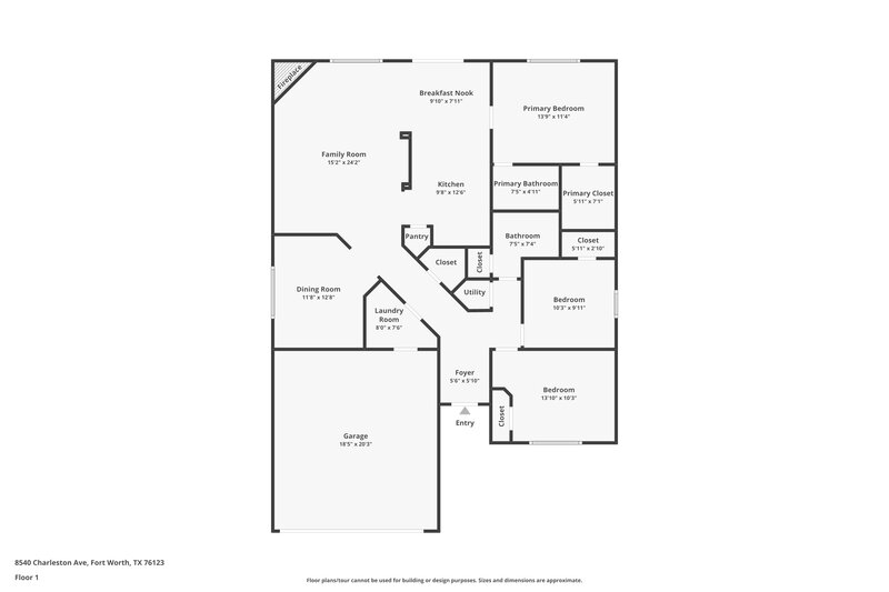 1,805/Mo, 8540 Charleston Ave Fort Worth, TX 76123 Floor Plan View