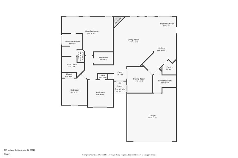 2,205/Mo, 915 Joshua Dr Burleson, TX 76028 Floor Plan View