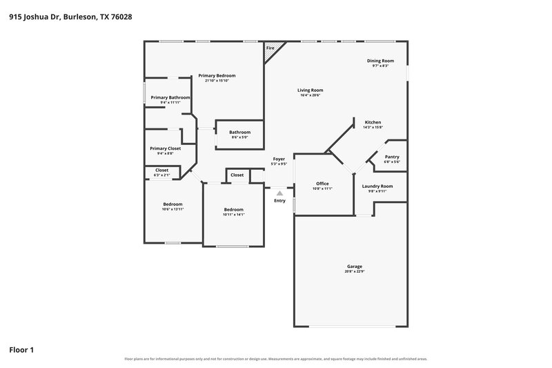 2,040/Mo, 915 Joshua Dr Burleson, TX 76028 Floor Plan View