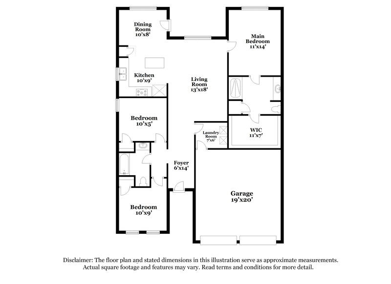 1,900/Mo, 1313 Woodwinds Dr Fort Worth, TX 76140 Floorplan View