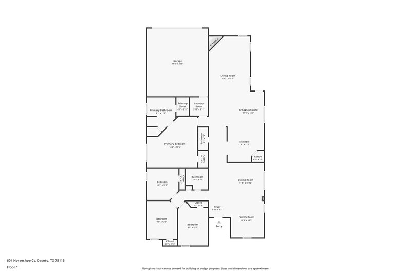 2,250/Mo, 604 Horseshoe Ct Desoto, TX 75115 Floor Plan View