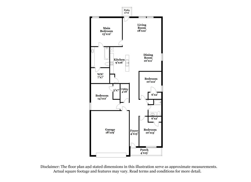 2,070/Mo, 411 Deerbrook Street Princeton, TX 75407 Floor Plan View