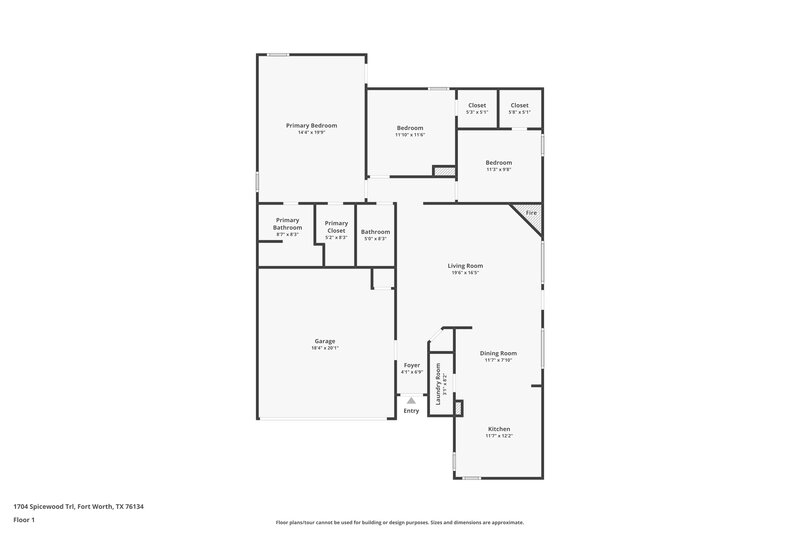 1,915/Mo, 1704 Spicewood Trl Fort Worth, TX 76134 Floor Plan View