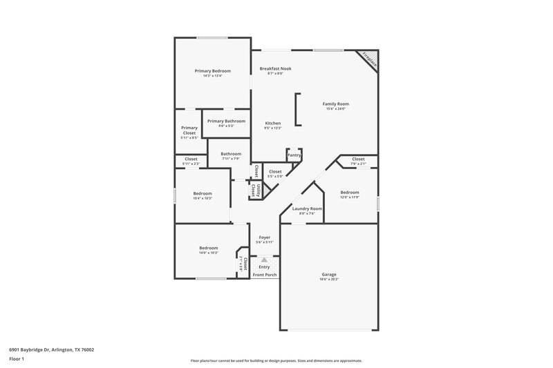 2,095/Mo, 6901 Baybridge Dr Arlington, TX 76002 Floor Plan View