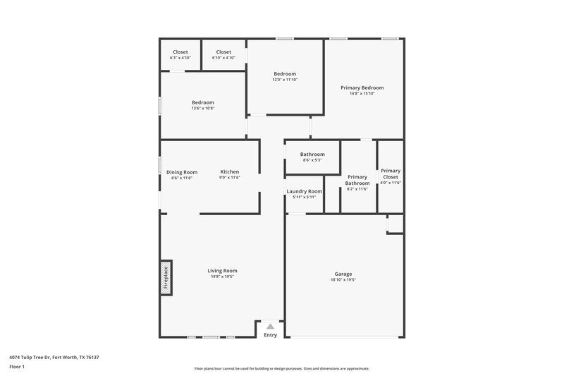 1,945/Mo, 4074 Tulip Tree Dr Fort Worth, TX 76137 Floor Plan View
