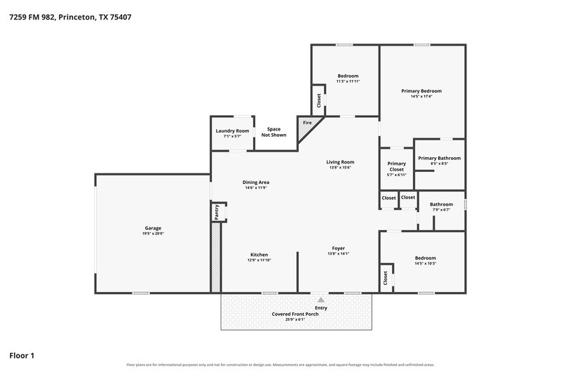 1,645/Mo, 7259 Fm 982 Princeton, TX 75407 Floor Plan View