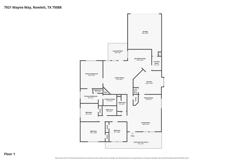 2,415/Mo, 7921 Wayne Way Rowlett, TX 75088 Floor Plan View