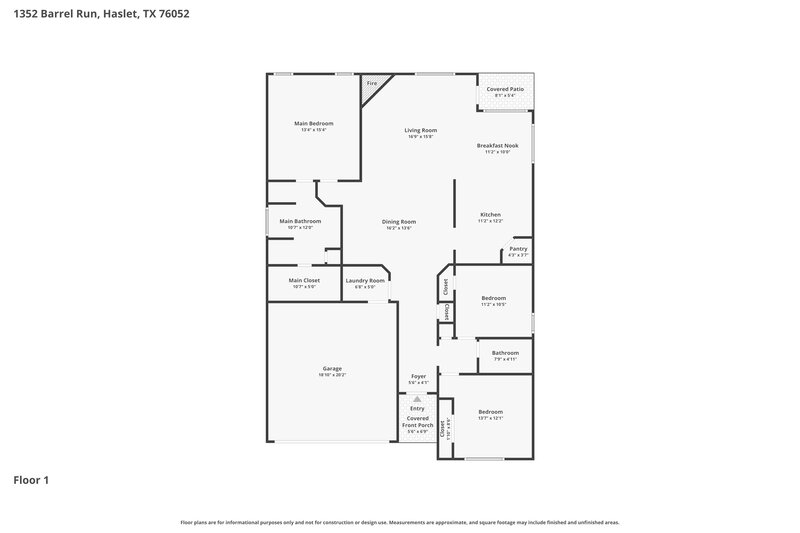 2,135/Mo, 1352 Barrel Run Haslet, TX 76052 Floor Plan View
