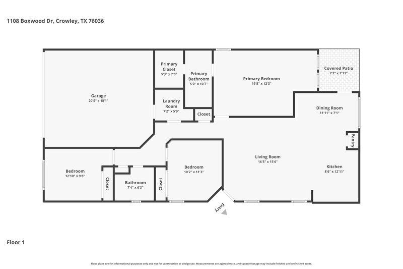 1,830/Mo, 1108 Boxwood Dr Crowley, TX 76036 Floor Plan View