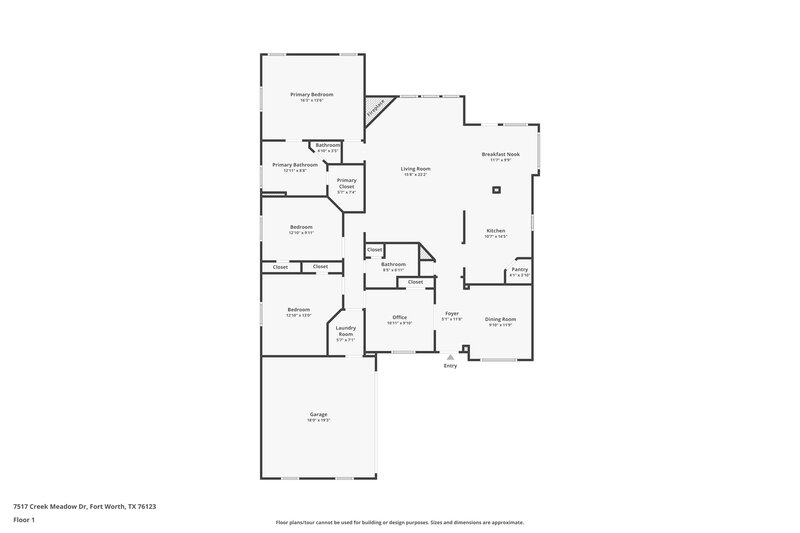 2,385/Mo, 7517 Creek Meadow Dr Fort Worth, TX 76123 Floor Plan View
