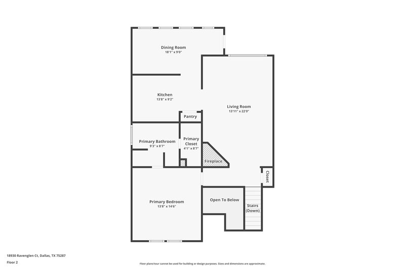 2,050/Mo, 18930 Ravenglen Ct Dallas, TX 75287 Floor Plan View 2