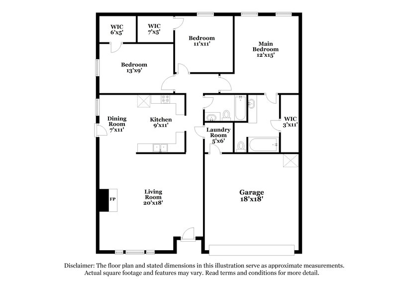 1,755/Mo, 8037 Cannonwood Dr Fort Worth, TX 76137 Floor Plan View