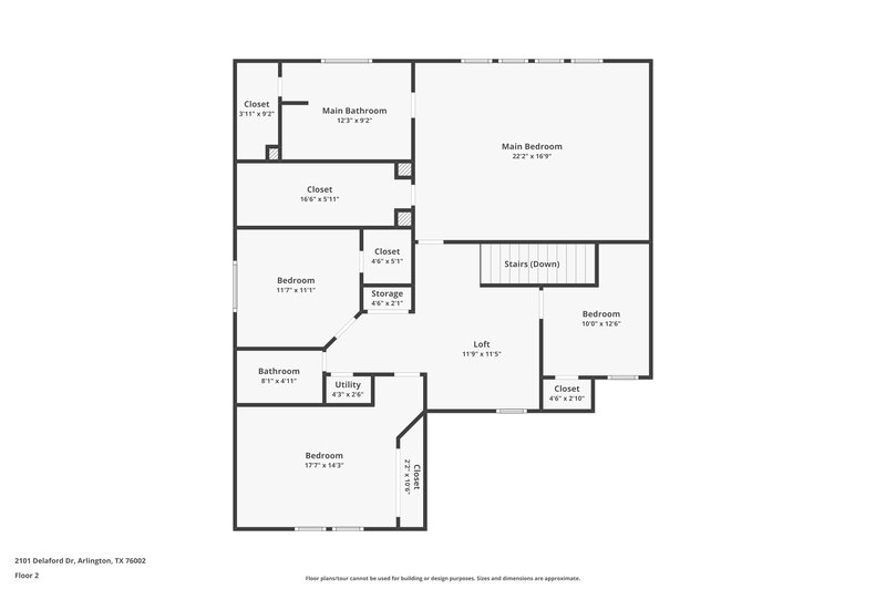 2,570/Mo, 2101 Delaford Dr Arlington, TX 76002 Floor Plan View 2