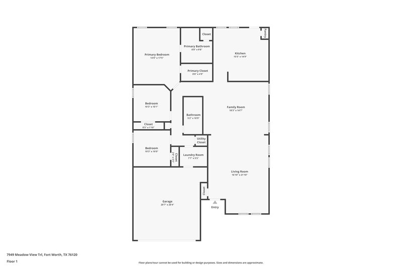 2,125/Mo, 7949 Meadow View Trl Fort Worth, TX 76120 Floor Plan View