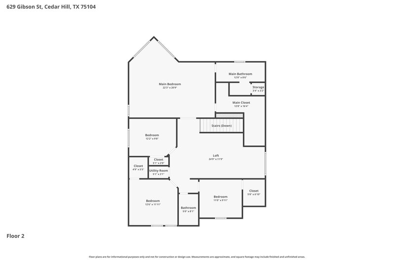 2,500/Mo, 629 Gibson St Cedar Hill, TX 75104 Floor Plan View